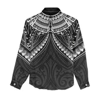 New Zealand Morepork Women Casual Shirt Maori Pattern Black