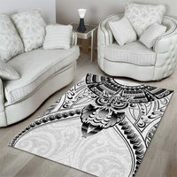 New Zealand Morepork Area Rug Maori Pattern White