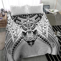 New Zealand Morepork Bedding Set Maori Pattern White
