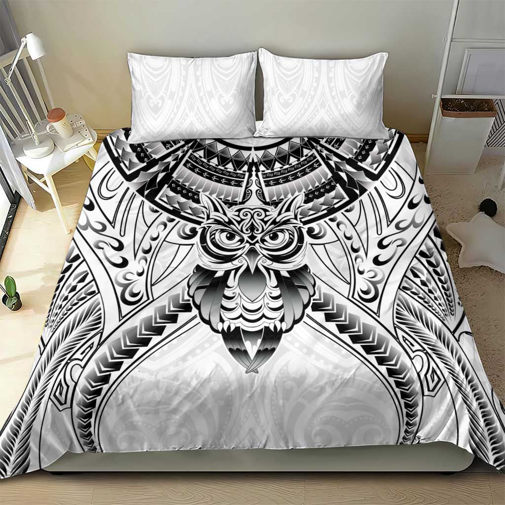 New Zealand Morepork Bedding Set Maori Pattern White