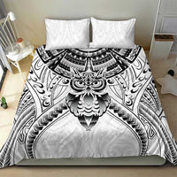 New Zealand Morepork Bedding Set Maori Pattern White