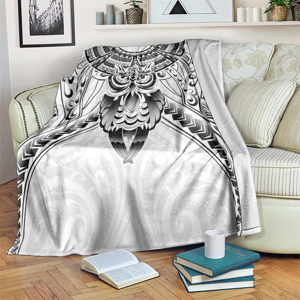 New Zealand Morepork Blanket Maori Pattern White LT05 White - Polynesian Pride
