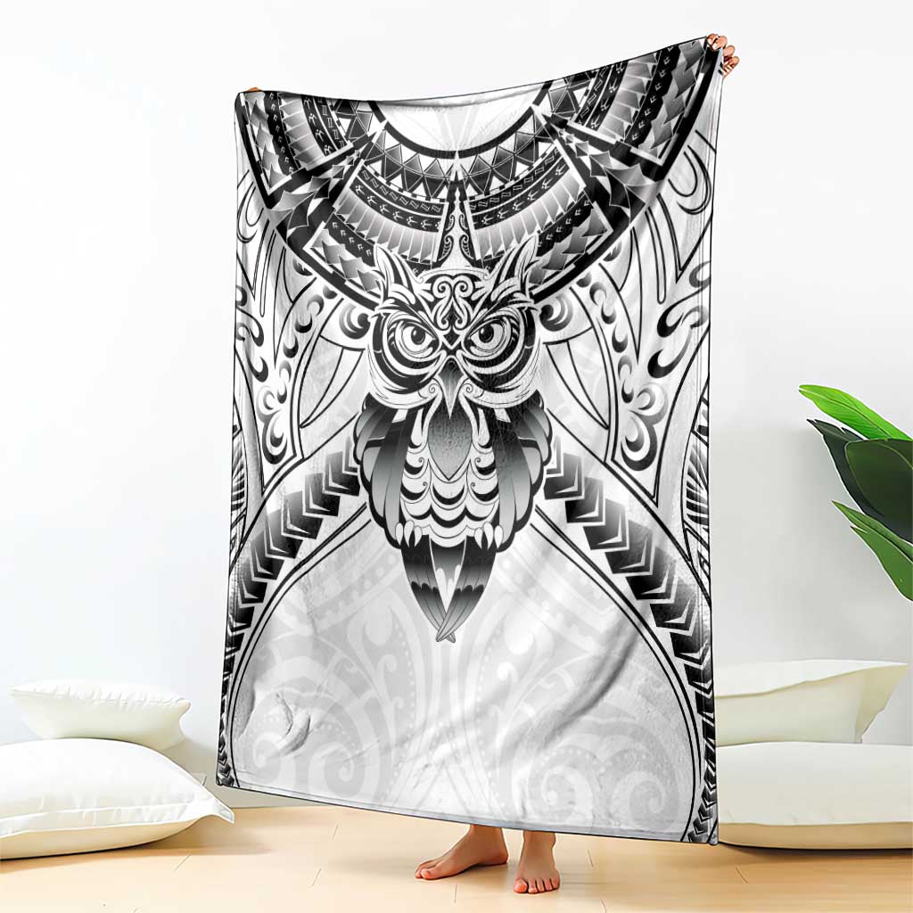 New Zealand Morepork Blanket Maori Pattern White LT05 - Polynesian Pride