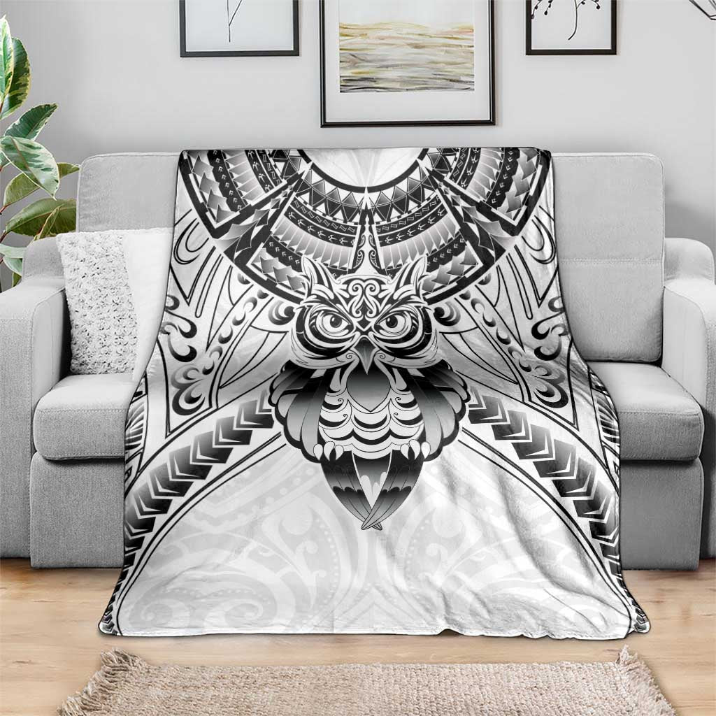 New Zealand Morepork Blanket Maori Pattern White LT05 - Polynesian Pride