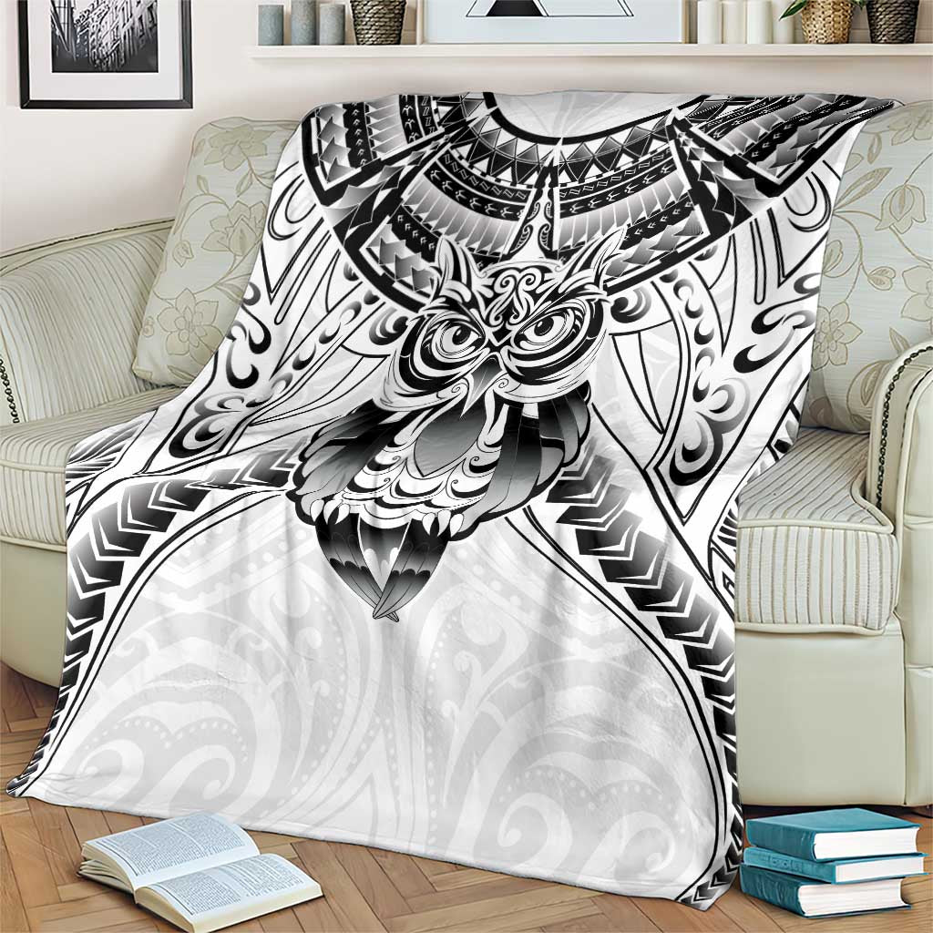 New Zealand Morepork Blanket Maori Pattern White LT05 - Polynesian Pride