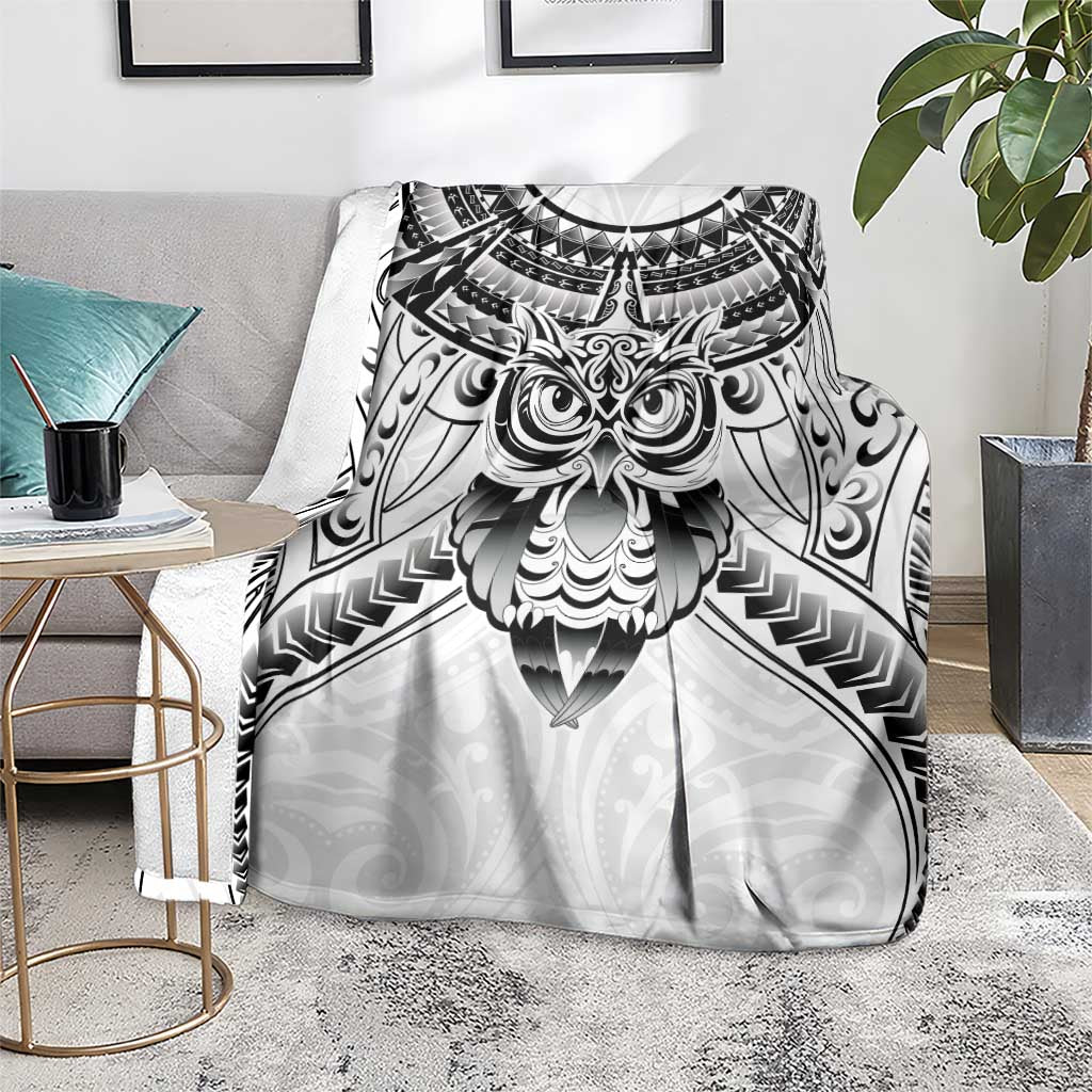New Zealand Morepork Blanket Maori Pattern White LT05 - Polynesian Pride