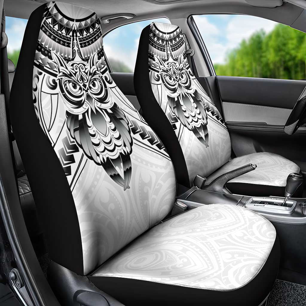 New Zealand Morepork Car Seat Cover Maori Pattern White