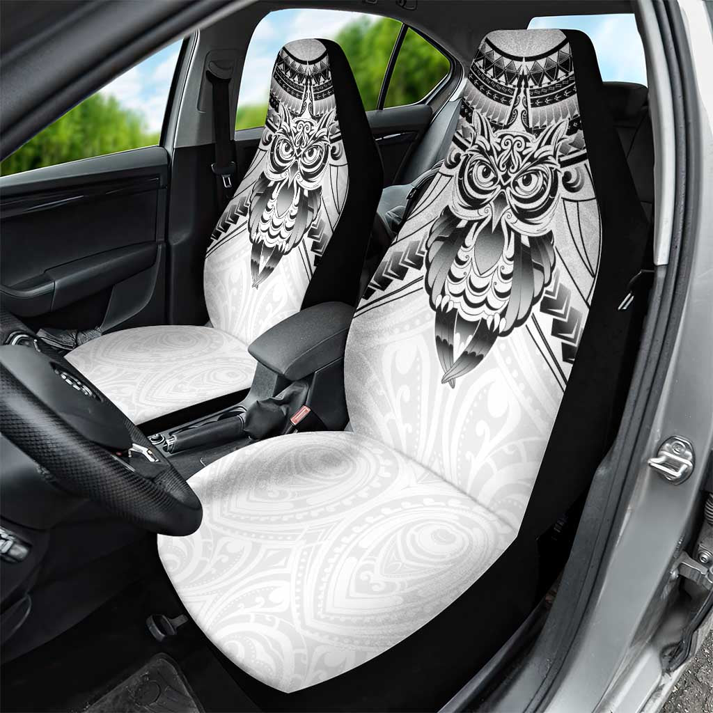 New Zealand Morepork Car Seat Cover Maori Pattern White