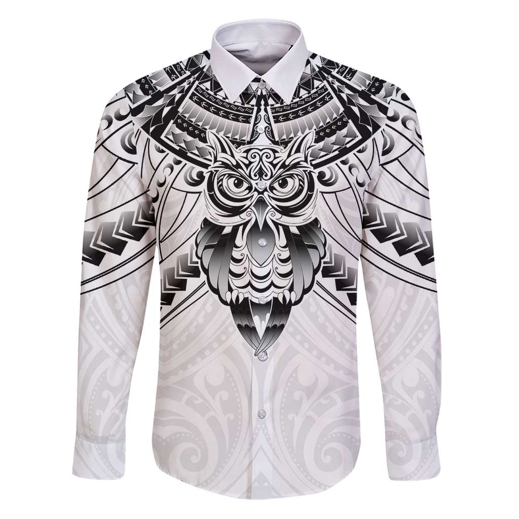 New Zealand Morepork Family Matching Puletasi and Hawaiian Shirt Maori Pattern White