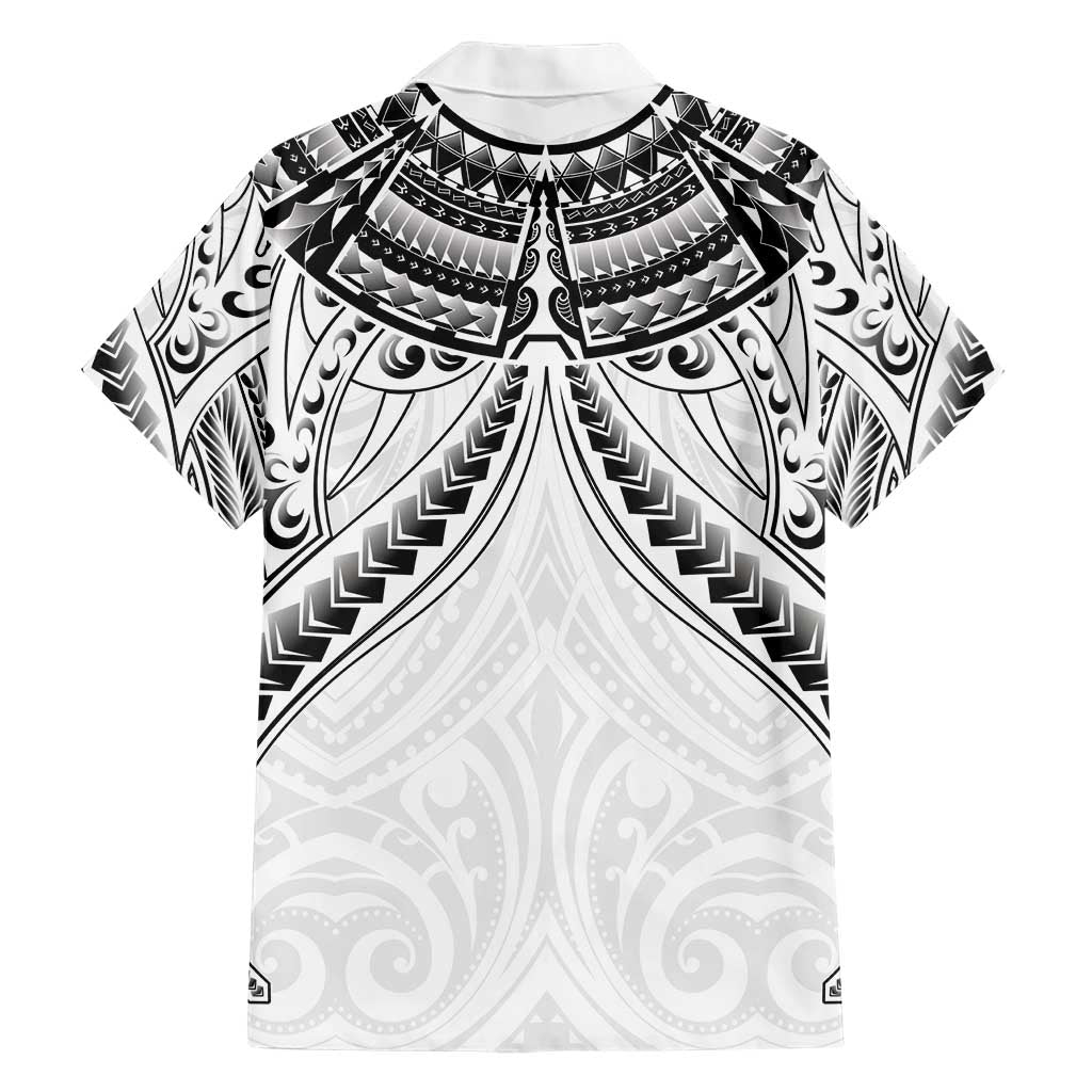 New Zealand Morepork Family Matching Short Sleeve Bodycon Dress and Hawaiian Shirt Maori Pattern White