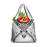 New Zealand Morepork Grocery Bag Maori Pattern White