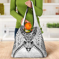 New Zealand Morepork Grocery Bag Maori Pattern White