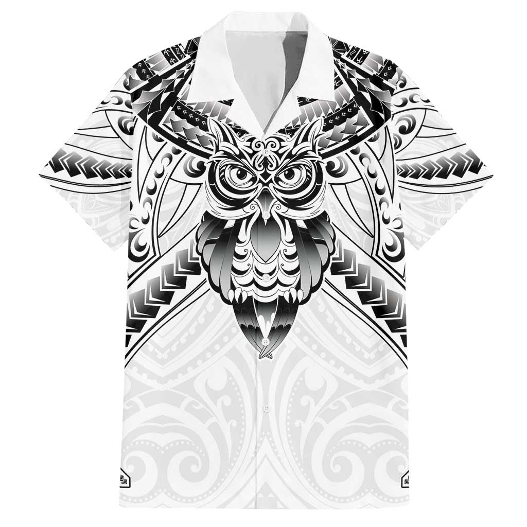 New Zealand Morepork Hawaiian Shirt Maori Pattern White