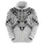 New Zealand Morepork Hoodie Maori Pattern White