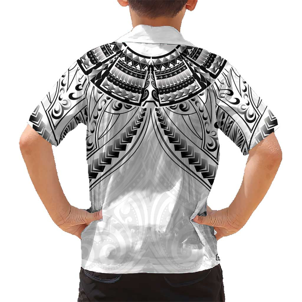 New Zealand Morepork Kid Hawaiian Shirt Maori Pattern White