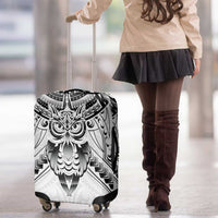 New Zealand Morepork Luggage Cover Maori Pattern White