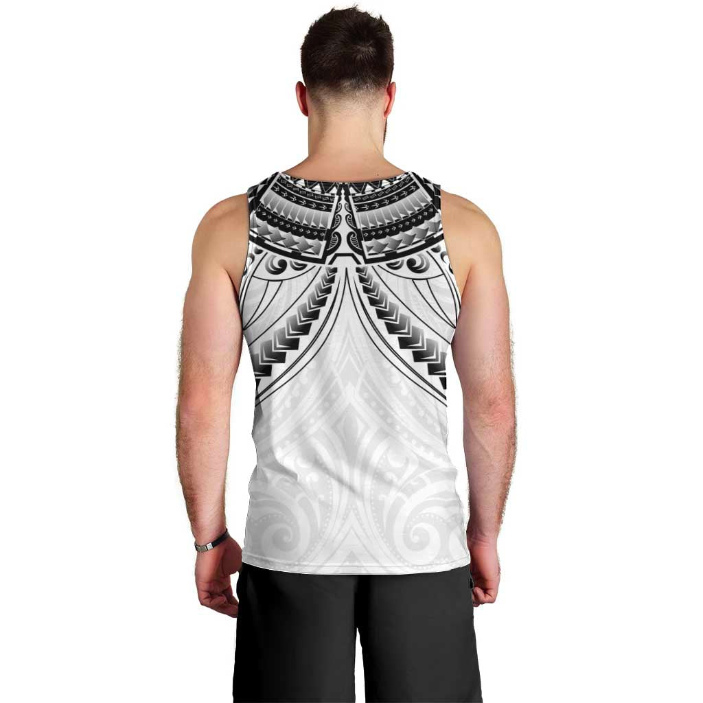 New Zealand Morepork Men Tank Top Maori Pattern White