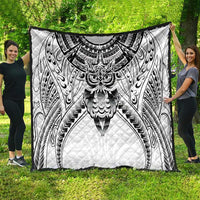 New Zealand Morepork Quilt Maori Pattern White LT05 - Polynesian Pride