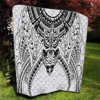 New Zealand Morepork Quilt Maori Pattern White LT05 - Polynesian Pride
