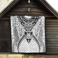 New Zealand Morepork Quilt Maori Pattern White LT05 - Polynesian Pride