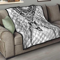 New Zealand Morepork Quilt Maori Pattern White LT05 - Polynesian Pride