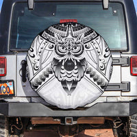 New Zealand Morepork Spare Tire Cover Maori Pattern White