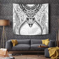 New Zealand Morepork Tapestry Maori Pattern White