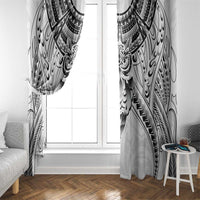 New Zealand Morepork Window Curtain Maori Pattern White
