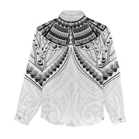 New Zealand Morepork Women Casual Shirt Maori Pattern White