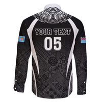 Custom Fiji Rugby Family Matching Long Sleeve Bodycon Dress and Hawaiian Shirt Fijian Warrior Black LT05 - Polynesian Pride