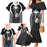Custom Fiji Rugby Family Matching Mermaid Dress and Hawaiian Shirt Fijian Warrior Black LT05 - Polynesian Pride