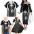 Custom Fiji Rugby Family Matching Off The Shoulder Long Sleeve Dress and Hawaiian Shirt Fijian Warrior Black