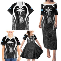 Custom Fiji Rugby Family Matching Puletasi and Hawaiian Shirt Fijian Warrior Black LT05 - Polynesian Pride