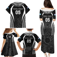 Custom Fiji Rugby Family Matching Puletasi and Hawaiian Shirt Fijian Warrior Black LT05 - Polynesian Pride
