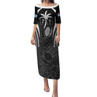 Custom Fiji Rugby Family Matching Puletasi and Hawaiian Shirt Fijian Warrior Black LT05 Mom's Dress Black - Polynesian Pride