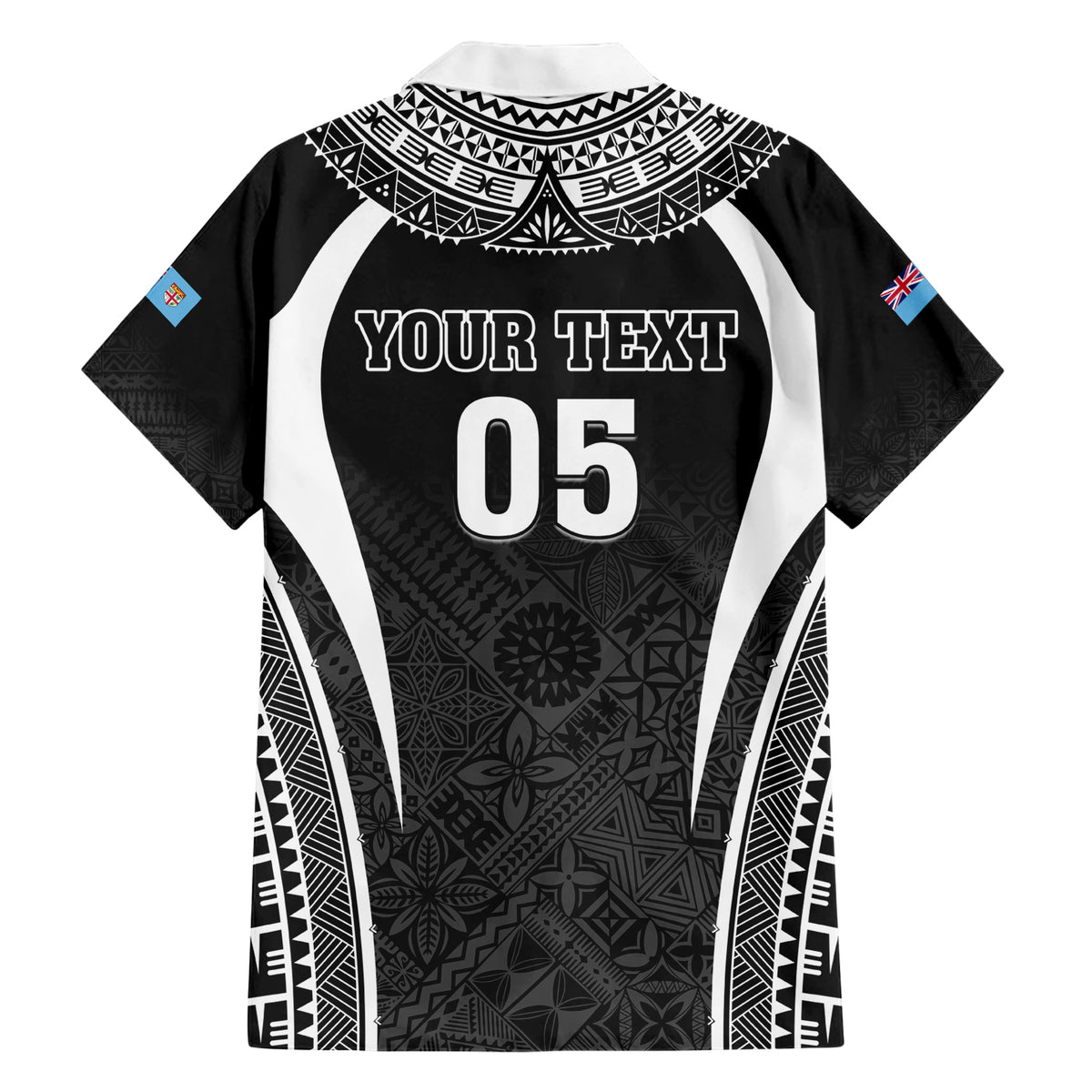 Custom Fiji Rugby Family Matching Short Sleeve Bodycon Dress and Hawaiian Shirt Fijian Warrior Black