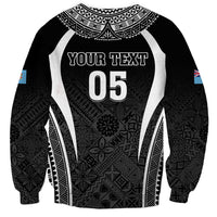 Custom Fiji Rugby Sweatshirt Fijian Warrior Black LT05 - Polynesian Pride