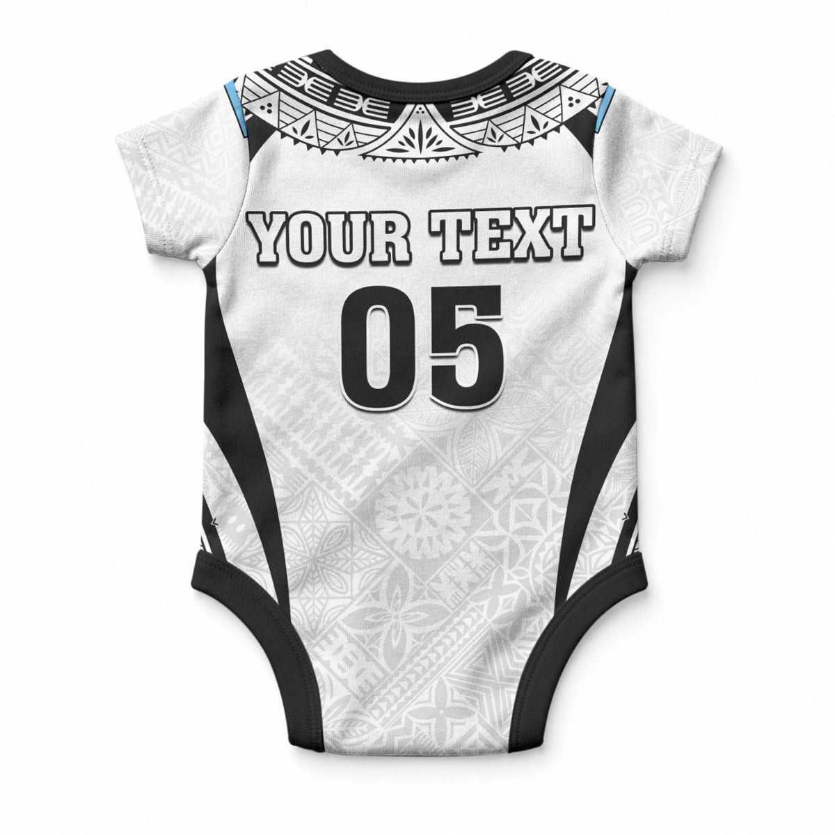 Custom Fiji Rugby Baby Onesie Fijian Warrior White LT05 - Polynesian Pride