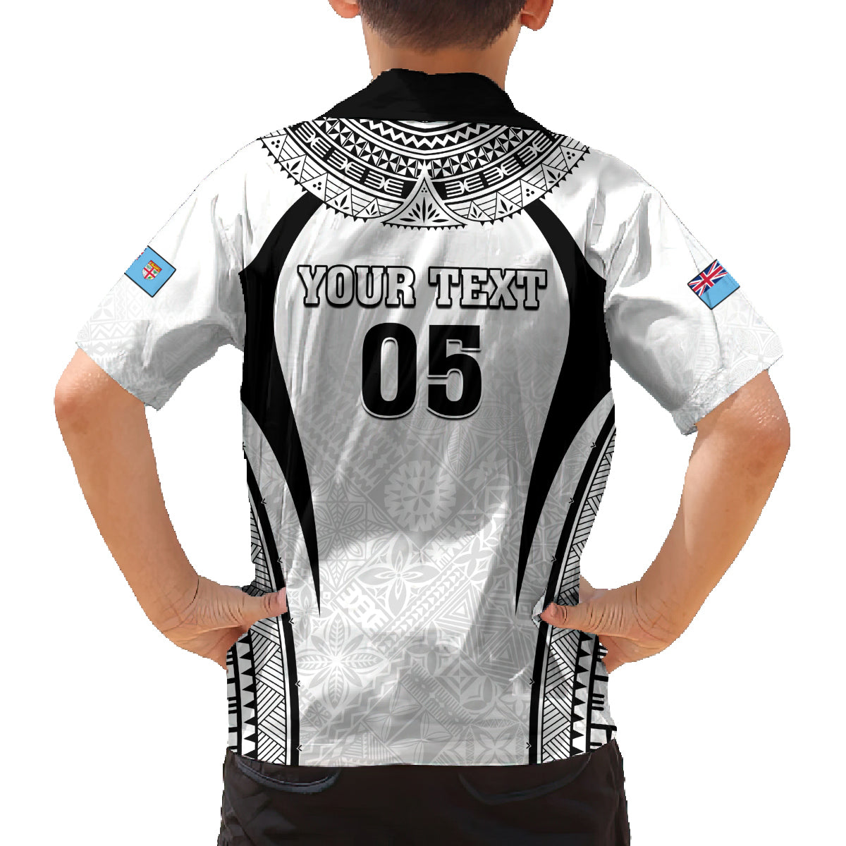 Custom Fiji Rugby Family Matching Long Sleeve Bodycon Dress and Hawaiian Shirt Fijian Warrior White LT05 - Polynesian Pride