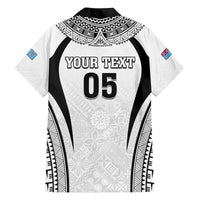 Custom Fiji Rugby Family Matching Long Sleeve Bodycon Dress and Hawaiian Shirt Fijian Warrior White LT05 - Polynesian Pride