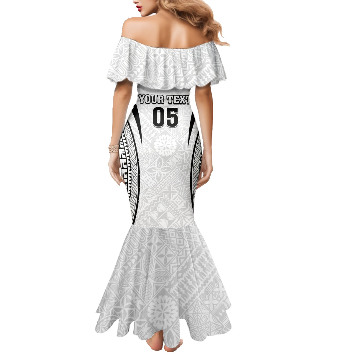 Custom Fiji Rugby Family Matching Mermaid Dress and Hawaiian Shirt Fijian Warrior White LT05 - Polynesian Pride