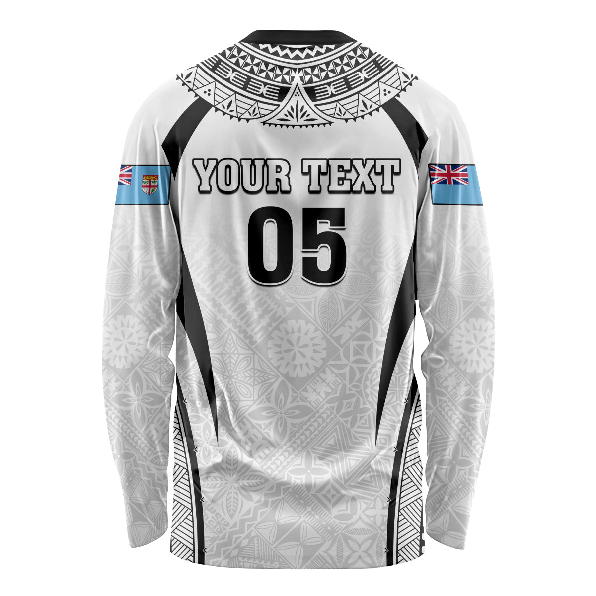 Custom Fiji Rugby Long Sleeve Shirt Fijian Warrior White