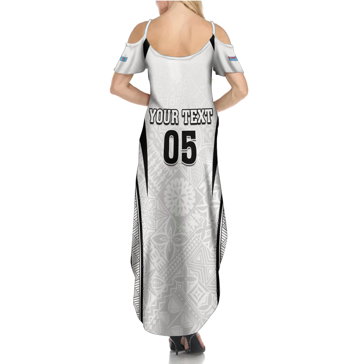 Custom Fiji Rugby Summer Maxi Dress Fijian Warrior White