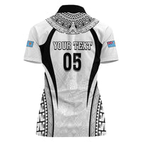 Custom Fiji Rugby Women Polo Shirt Fijian Warrior White