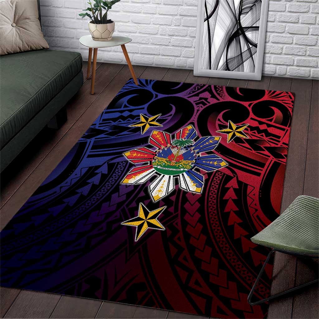 Haiti Philippines Area Rug Haitian Coat Of Arms With Filipino Sun