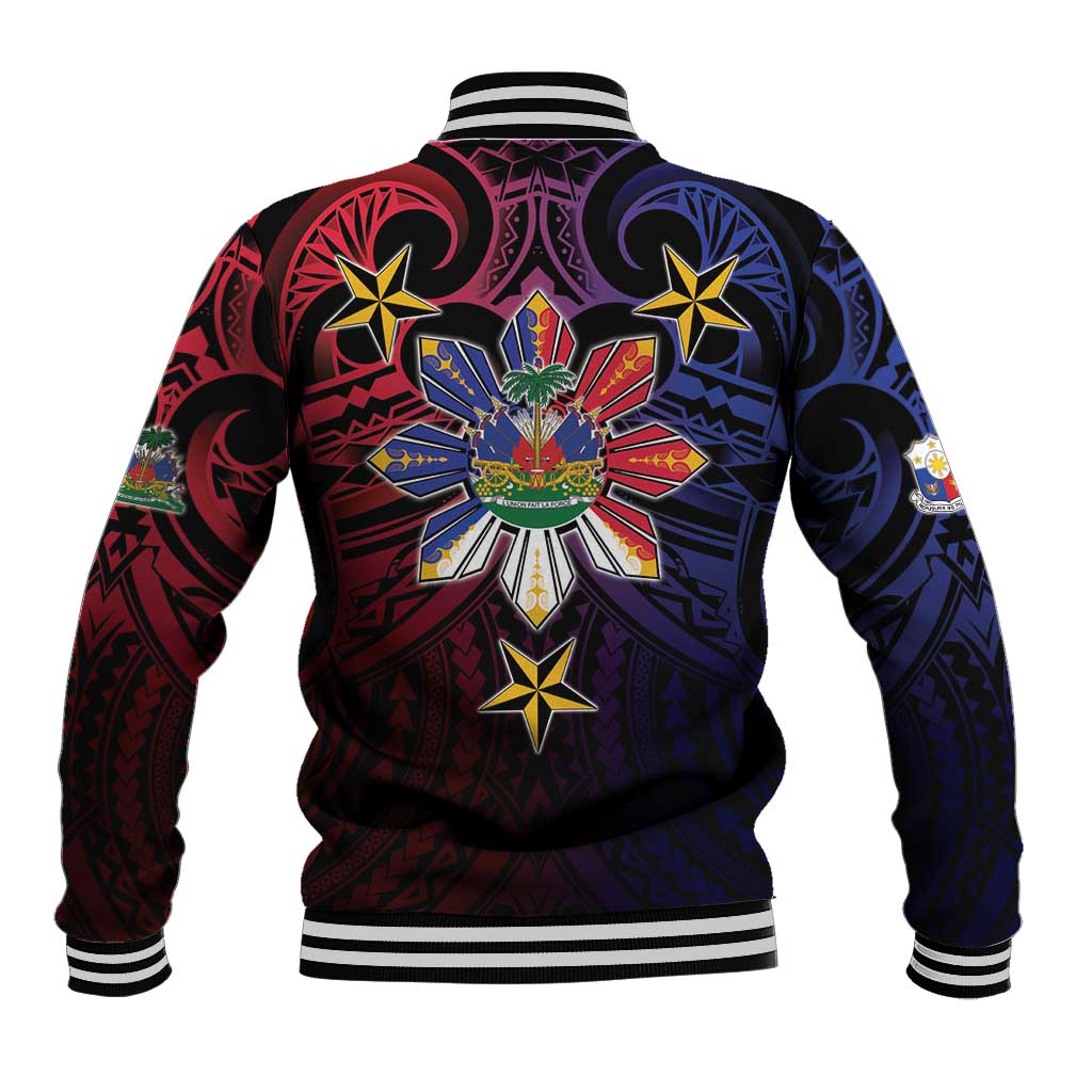 Haiti Philippines Baseball Jacket Haitian Coat Of Arms With Filipino Sun