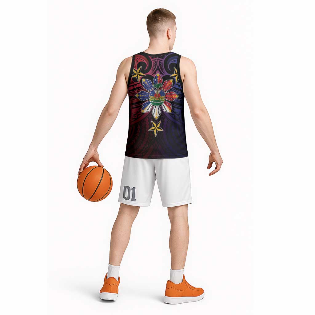 Haiti Philippines Basketball Jersey Haitian Coat Of Arms With Filipino Sun