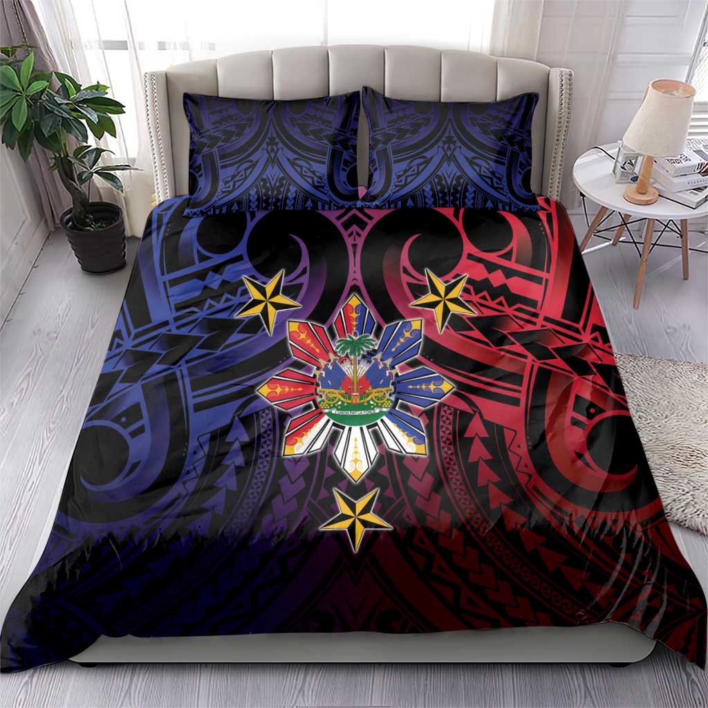 Haiti Philippines Bedding Set Haitian Coat Of Arms With Filipino Sun