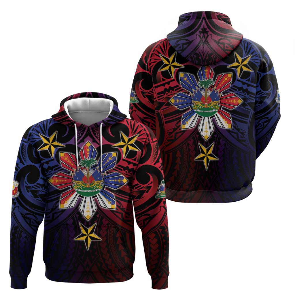 Haiti Philippines Hoodie Haitian Coat Of Arms With Filipino Sun