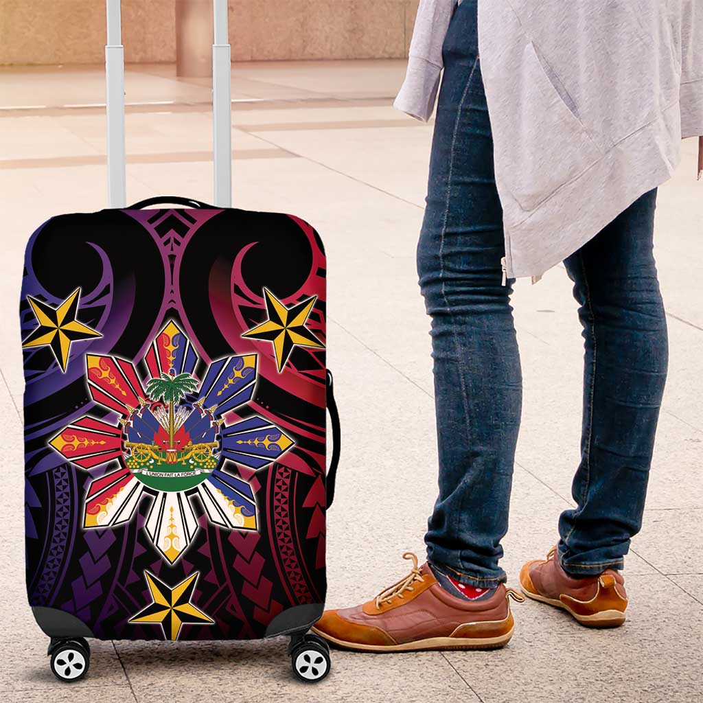 Haiti Philippines Luggage Cover Haitian Coat Of Arms With Filipino Sun